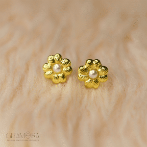Elegant Floral Pearl Stud Earrings