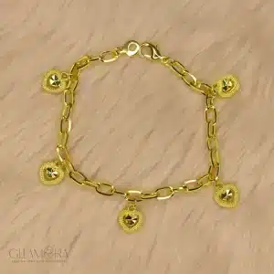 Chain Bracelet with Five Heart Charms